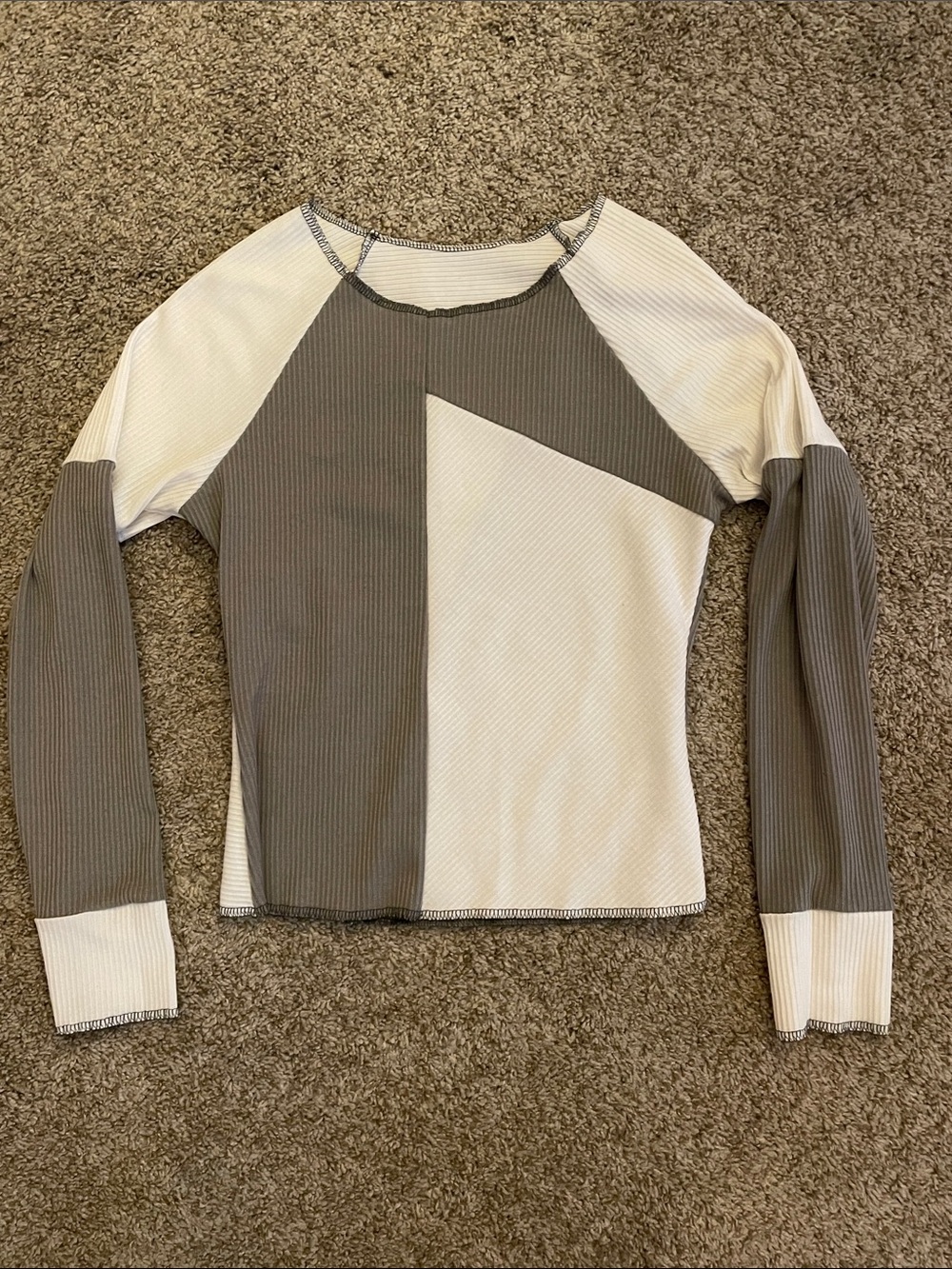 Commense long sleeve color block henley thermal top